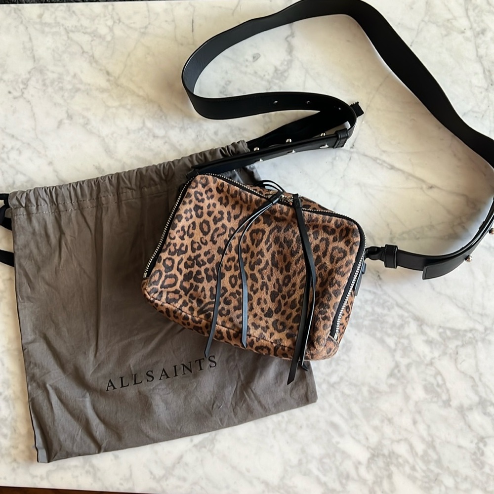 All Saints Vincent Leopard Cross Body Purse